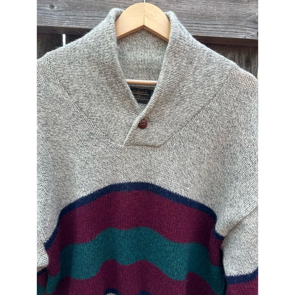 Vintage Eddie Bauer Shawl Neckline Sweater Mens Large WOOL - Picture 5 of 6